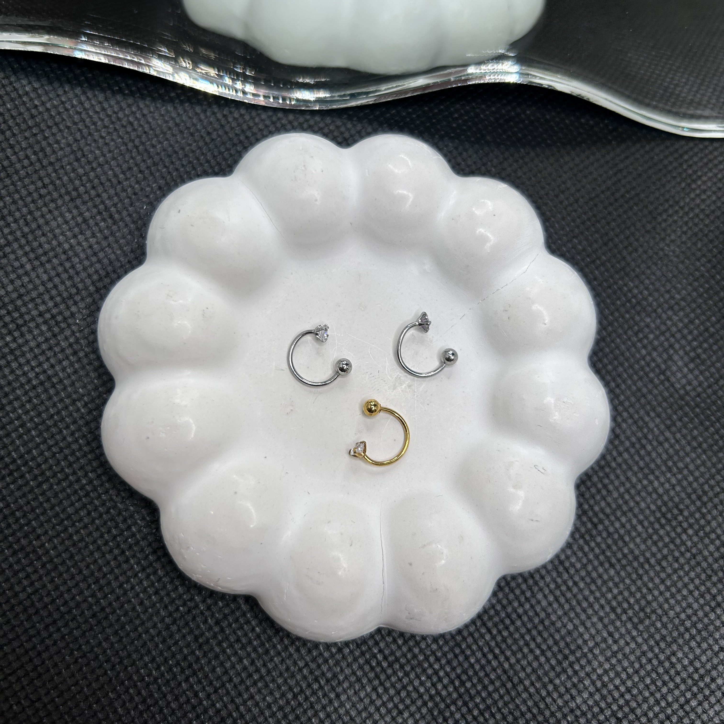 پیرسینگ گوش و بینی نعلی استیل